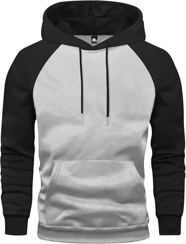 Men's Spring Autumn Thin Contrast Color Hooded Sweatshirt Outgoing Raglan Sleeve Hoodie Sports Top Sportswear Fashion in Saudi Arabia