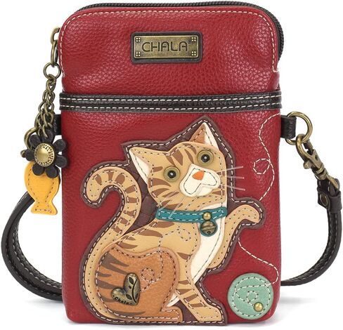 محفظة CHALA Cat Collection للهاتف الخلوي - حقيبة يد نسائية من جلد البولي يوريثان/قماش متعدد الألوان مع حزام قابل للتعديل in Kuwait