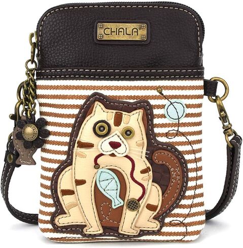 محفظة CHALA Cat Collection للهاتف الخلوي - حقيبة يد نسائية من جلد البولي يوريثان/قماش متعدد الألوان مع حزام قابل للتعديل in Kuwait