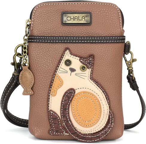 محفظة CHALA Cat Collection للهاتف الخلوي - حقيبة يد نسائية من جلد البولي يوريثان/قماش متعدد الألوان مع حزام قابل للتعديل in Kuwait