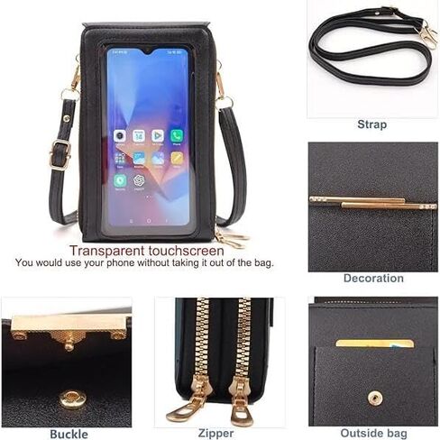 Touch Screen Crossbody Cellphone Bag for Women - RFID Blocking Wallet Shoulder Strap Handbag in Saudi Arabia