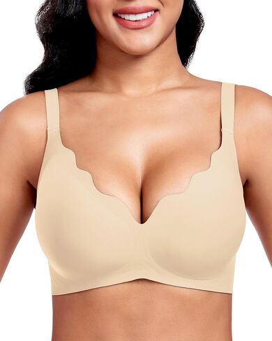 Vinfact Plunge v bras for Women no underwire Wireless Coverage Full Bralette Seamless tirt Tirm Everyday Sleep Bra in Kuwait