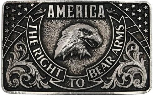 Montana Silversmiths 2nd Amendment Series Attitude Western Belt Buckle (America Eagle Bear Arms - Antique Silver) in Saudi Arabia