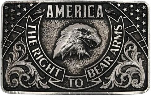 Montana Silversmiths 2nd Amendment Series Attitude Western Belt Buckle (America Eagle Bear Arms - Antique Silver) in Saudi Arabia