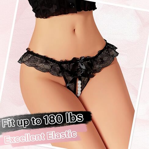 Women Sexy Lace G String Thongs Multiple Pack Underwear T-back Sheer Panties for Women No Show Low Rise Bow Naughty Thongs in Saudi Arabia
