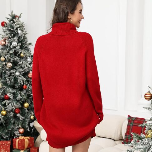 Womens Ugly Sweater Dress with Pockets Snowflake Design Oversized Turtleneck Long Sleeve Dress for Winter Holiday Xmas in Kuwait