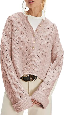 المرأة مكتنزة كابل متماسكة سترة عادية كم طويل Crewneck الكروشيه البلوز بوهو الخريف الشتاء القمم in Kuwait