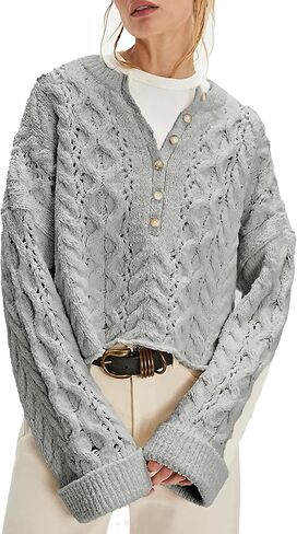 المرأة مكتنزة كابل متماسكة سترة عادية كم طويل Crewneck الكروشيه البلوز بوهو الخريف الشتاء القمم in Kuwait