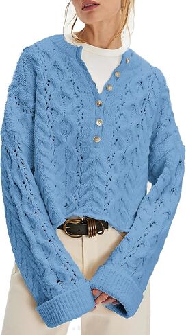 المرأة مكتنزة كابل متماسكة سترة عادية كم طويل Crewneck الكروشيه البلوز بوهو الخريف الشتاء القمم in Kuwait