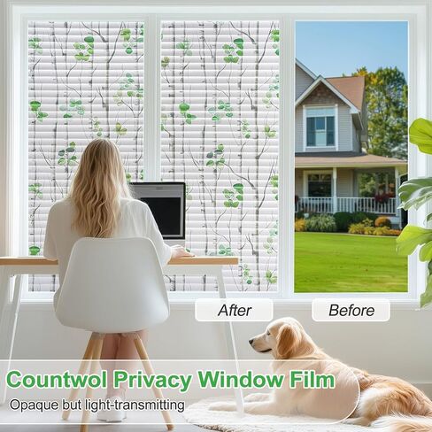 Louver Blind Privacy Window Film Glass Film Static Cling Glass Film No Glue Anti-UV Window Sticker for Bathroom Bedroom Living Room (Frosted, 23.6 X 78.7 in) in Saudi Arabia