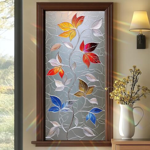Rainbow Tree of Life Window Film 17.7 x 39.3 Inch Colorful Stained Glass Privacy Static Cling Decorative Window Sticker No Glue Sun Blocking for Home Bathroom Office Glass in Saudi Arabia