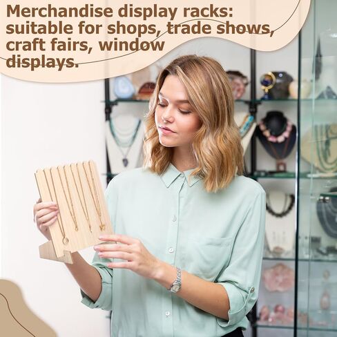 Tondiamo 6 Pcs Wooden Necklace Jewelry Display Stand 9.38 x 9.38 Inch Jewelry Display Holder Necklace Displays for Vendors Wood Plank Freestanding Storage Holder Bulk for Show Craft Vendors Selling in Saudi Arabia