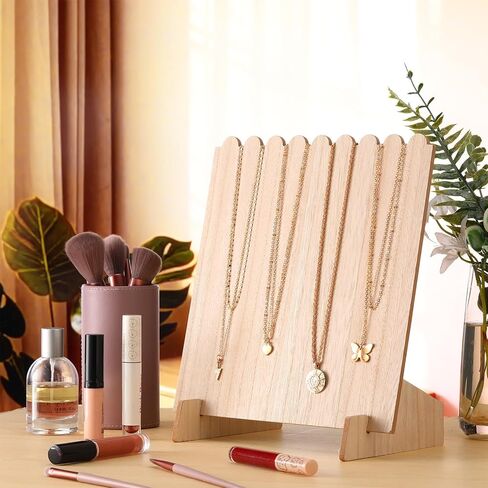 Tondiamo 6 Pcs Wooden Necklace Jewelry Display Stand 9.38 x 9.38 Inch Jewelry Display Holder Necklace Displays for Vendors Wood Plank Freestanding Storage Holder Bulk for Show Craft Vendors Selling in Saudi Arabia