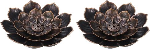 2pcs Incense Burner Kit, Brass Lotus Stick Incense Holder Multiple Incense Holes Detachable Ash Catcher for Yoga, Meditation, Copper in Saudi Arabia