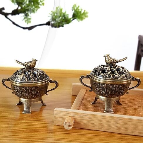 1Pc Magpie Lucky Incense Burner Metal Lotus Incense Burner Bowl Incense Holder with Handle Yoga Meditation Home Decor Ancient Style in Saudi Arabia