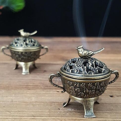 1Pc Magpie Lucky Incense Burner Metal Lotus Incense Burner Bowl Incense Holder with Handle Yoga Meditation Home Decor Ancient Style in Saudi Arabia