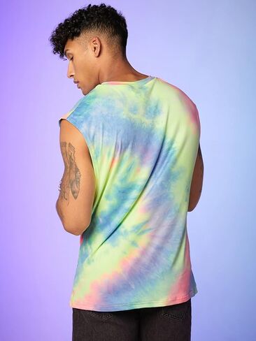 Men's Tie Dye Crop Tank Tops Sleeveless Graphic Casual Muscle Shirt in Saudi Arabia