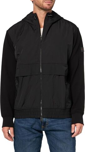 BOSS mens Tuck Twill Nylon Touch Zip Up Jersey Jacket in Saudi Arabia