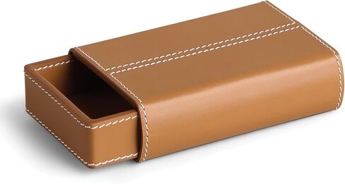 Preston Lane Mayfair Handmade Leather Matchstriker – Decorative Matchbox Holder with Built-In Striker, Stylish Coffee Table & Mantle Accent, Saddle in Saudi Arabia