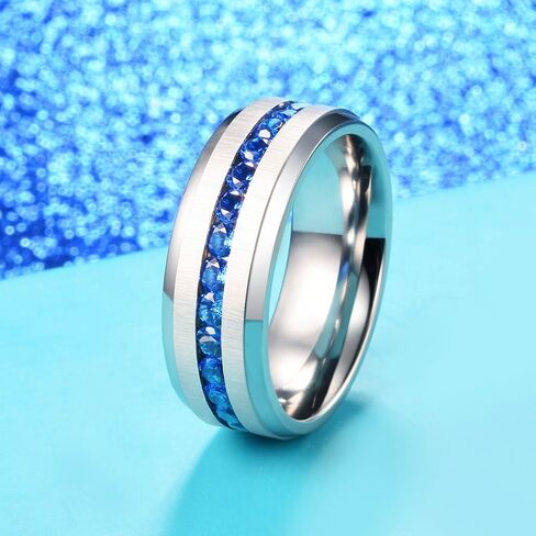 King Will Titanium Wedding Band for Men Women-8mm Black/Silver/Gold Wedding Ring with Cubic Zirconia CZ Inlay Matte Finish Engagement Promise Ring Comfort Fit Size 7-14 in Saudi Arabia