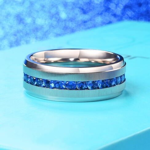 King Will Titanium Wedding Band for Men Women-8mm Black/Silver/Gold Wedding Ring with Cubic Zirconia CZ Inlay Matte Finish Engagement Promise Ring Comfort Fit Size 7-14 in Saudi Arabia