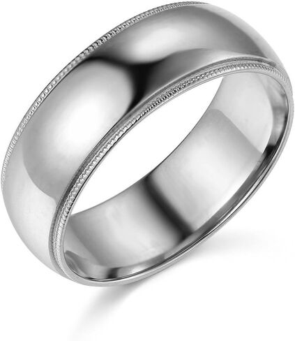 14k Yellow or White Gold 7mm Plain Milgrain Wedding Band in Saudi Arabia