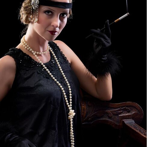قفازات Liitrsh سوداء قصيرة من الساتان للنساء أوبرا الحرير ريشة Gloves1920s ملحقات الزعنفة لمأدبة الزفاف in Saudi Arabia