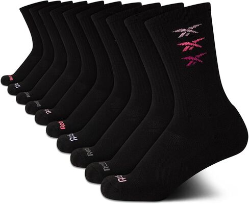 Reebok Womens Crew Socks - 10 Pack Moisture Wicking Mid Calf Crew Socks for Women - Cushioned Womens Athletic Sock (4-10) in Saudi Arabia
