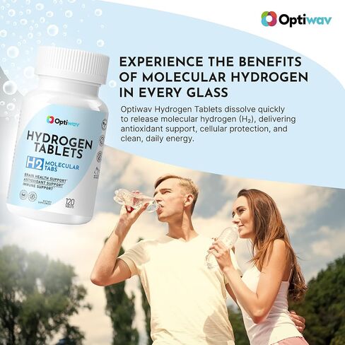 Hydrogen Tablets for Drinking Water - H2 Molecular Tabs with Magnesium for Instant Hydrogenated Drink Healthy Aging Immunity Antioxidant Cognitive & Brain Health Support - Non-GMO Gluten-Free in Saudi Arabia