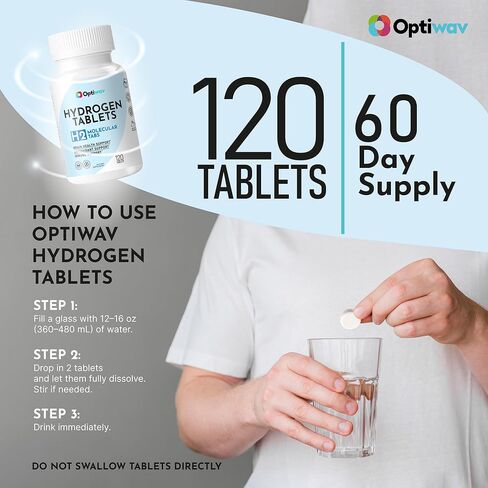 Hydrogen Tablets for Drinking Water - H2 Molecular Tabs with Magnesium for Instant Hydrogenated Drink Healthy Aging Immunity Antioxidant Cognitive & Brain Health Support - Non-GMO Gluten-Free in Saudi Arabia