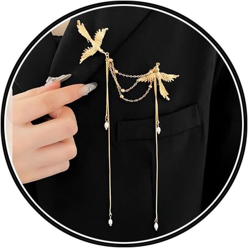 دبابيس بروش على شكل طائر مطلية بالذهب للنساء، دبابيس فستان على شكل طائر فضية أنيقة ومزينة باللؤلؤ، بدلة محكمة عتيقة هدية لجمع المجوهرات in Kuwait