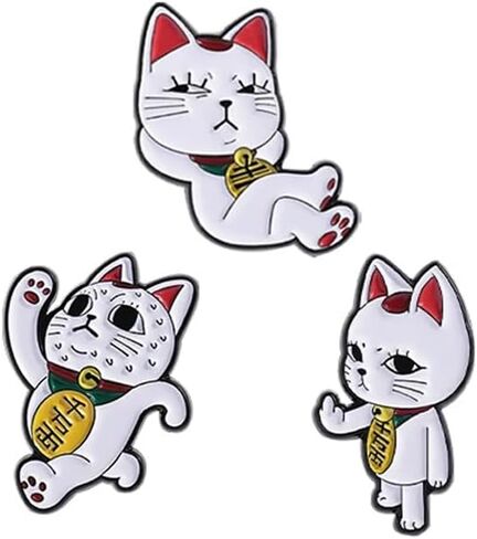 Granny Cat Pins for Backpacks Funny Cartoon Anime Cat Cute Hilarious Broochs Lapel Pins Clip Badges 3PCS in Saudi Arabia