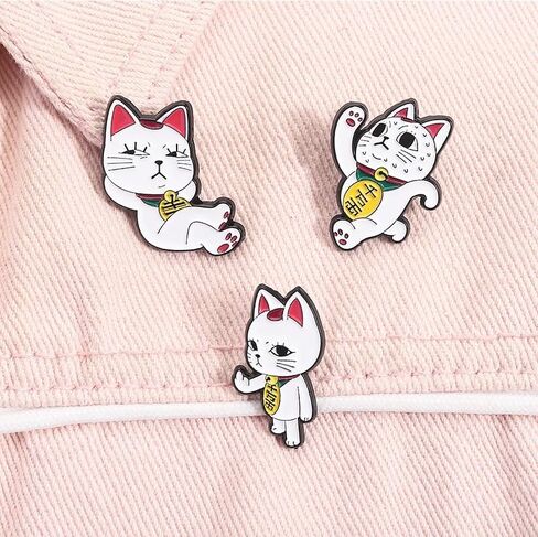 Granny Cat Pins for Backpacks Funny Cartoon Anime Cat Cute Hilarious Broochs Lapel Pins Clip Badges 3PCS in Saudi Arabia