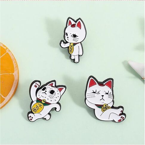 Granny Cat Pins for Backpacks Funny Cartoon Anime Cat Cute Hilarious Broochs Lapel Pins Clip Badges 3PCS in Saudi Arabia