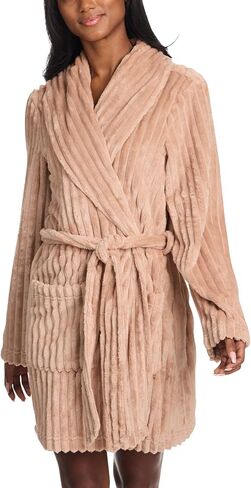 TAHARI Sculpted Plush Robes for Women Short, Fluffy Robe with Pockets and Waist Tie, Fuzzy Bathrobe, Womens Gifts in Saudi Arabia