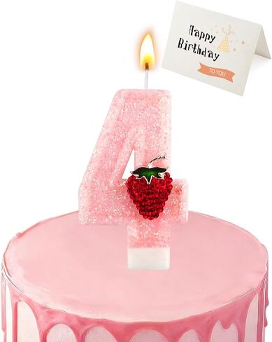 Birthday Candles for Cake, Pink Number Candles, Cake Candles with Greeting Card for Birthday Party Wedding Anniversary Celebrations (3 Candle) in Saudi Arabia