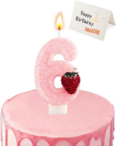 Birthday Candles for Cake, Pink Number Candles, Cake Candles with Greeting Card for Birthday Party Wedding Anniversary Celebrations (3 Candle) in Saudi Arabia