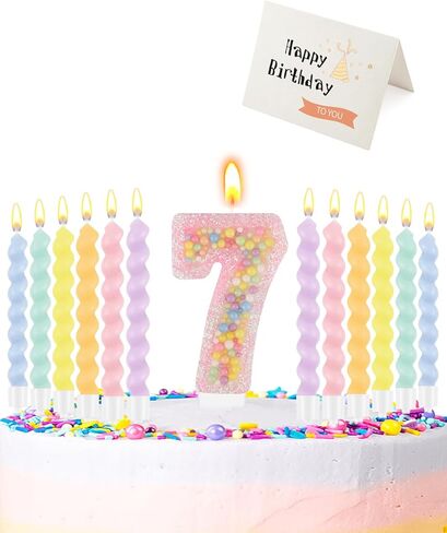 Birthday Candles for Cake, Pink Number Candles, Cake Candles with Greeting Card for Birthday Party Wedding Anniversary Celebrations (3 Candle) in Saudi Arabia