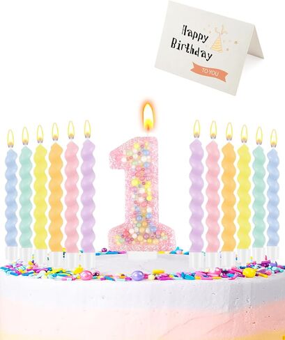 Birthday Candles for Cake, Pink Number Candles, Cake Candles with Greeting Card for Birthday Party Wedding Anniversary Celebrations (3 Candle) in Saudi Arabia