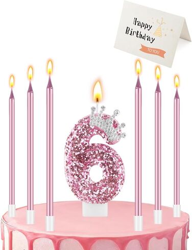 Birthday Candles for Cake, Pink Number Candles, Cake Candles with Greeting Card for Birthday Party Wedding Anniversary Celebrations (3 Candle) in Saudi Arabia