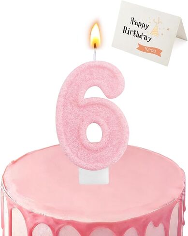 Birthday Candles for Cake, Pink Number Candles, Cake Candles with Greeting Card for Birthday Party Wedding Anniversary Celebrations (3 Candle) in Saudi Arabia