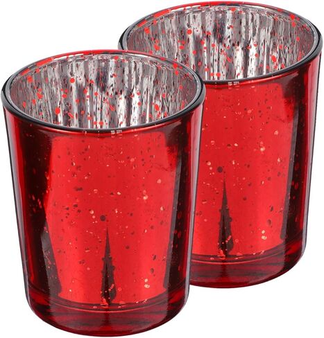 Garneck 2pcs Red Glass Candle Holders Elegant Tealight Candle Cups for Table Centerpieces Wedding and Home Decor Antique Metallic Finish for Romantic Ambiance in Saudi Arabia