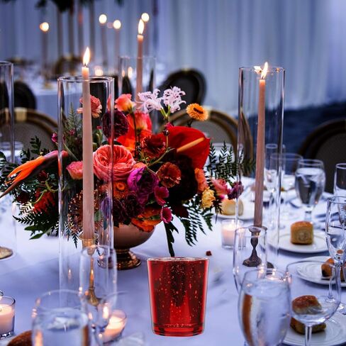Garneck 2pcs Red Glass Candle Holders Elegant Tealight Candle Cups for Table Centerpieces Wedding and Home Decor Antique Metallic Finish for Romantic Ambiance in Saudi Arabia