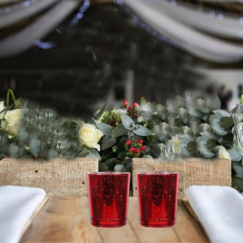 Garneck 2pcs Red Glass Candle Holders Elegant Tealight Candle Cups for Table Centerpieces Wedding and Home Decor Antique Metallic Finish for Romantic Ambiance in Saudi Arabia
