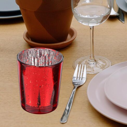 Garneck 2pcs Red Glass Candle Holders Elegant Tealight Candle Cups for Table Centerpieces Wedding and Home Decor Antique Metallic Finish for Romantic Ambiance in Saudi Arabia