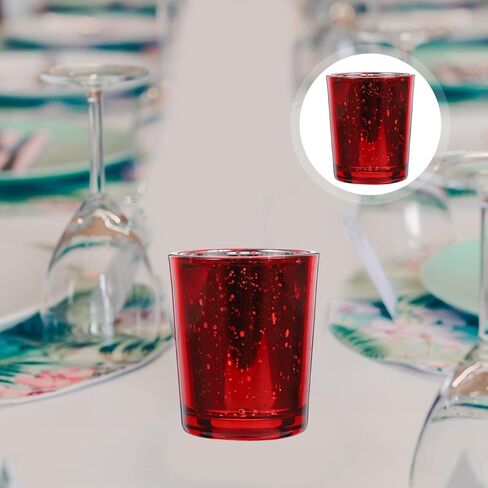 Garneck 2pcs Red Glass Candle Holders Elegant Tealight Candle Cups for Table Centerpieces Wedding and Home Decor Antique Metallic Finish for Romantic Ambiance in Saudi Arabia