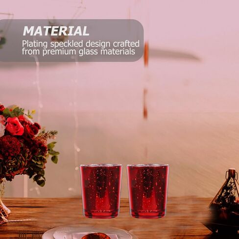Garneck 2pcs Red Glass Candle Holders Elegant Tealight Candle Cups for Table Centerpieces Wedding and Home Decor Antique Metallic Finish for Romantic Ambiance in Saudi Arabia