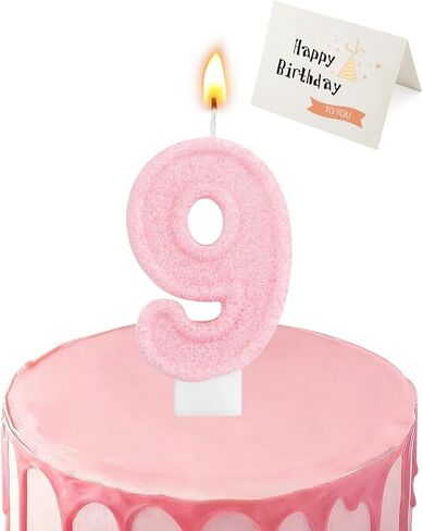 Birthday Candles for Cake, Pink Number Candles, Cake Candles with Greeting Card for Birthday Party Wedding Anniversary Celebrations (3 Candle) in Saudi Arabia