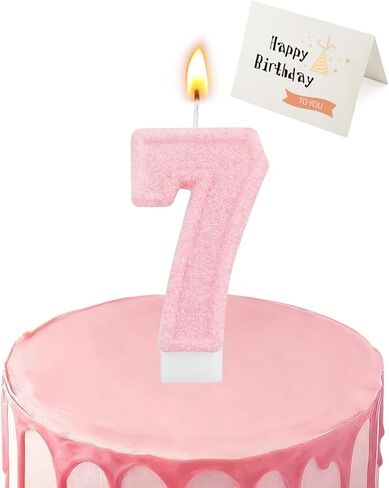 Birthday Candles for Cake, Pink Number Candles, Cake Candles with Greeting Card for Birthday Party Wedding Anniversary Celebrations (3 Candle) in Saudi Arabia