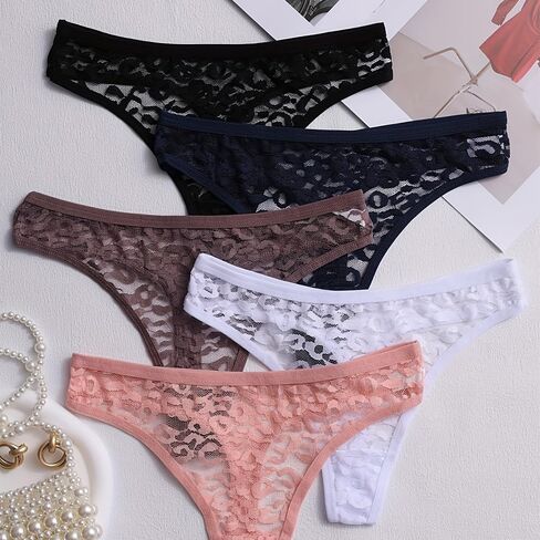 Lace Women's Bikini Panties 5-Pack, Breathable Cotton Blend Underwear, Assorted Colors in Saudi Arabia